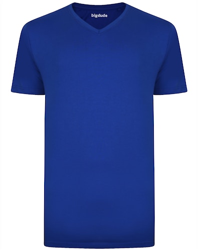 Bigdude Plain V-Neck T-Shirt Royal Blue