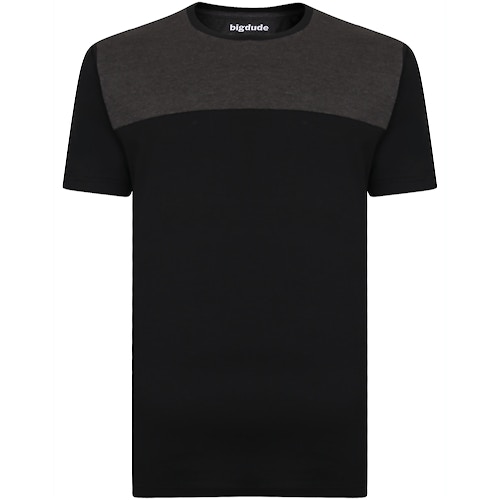 Bigdude Cut & Sew T-Shirt Schwarz/Grau Tall Fit 