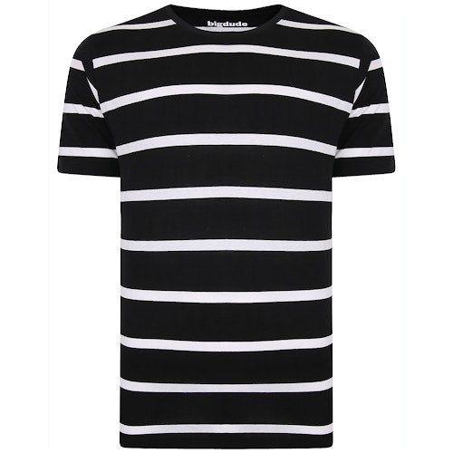 Bigdude Striped Crew Neck T-Shirt Black/White