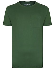 Bigdude Plain Crew Neck T-Shirt With Pocket Deep Green Tall