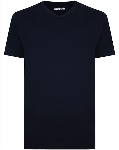 Bigdude Plain V-Neck T-Shirt Navy Tall