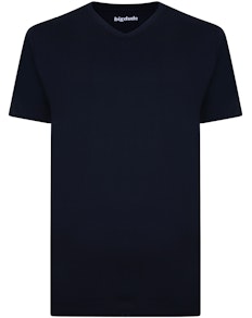 Bigdude T-Shirt V-Ausschnitt Marineblau Tall Fit 