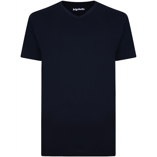 Bigdude T-Shirt V-Ausschnitt Marineblau Tall Fit 