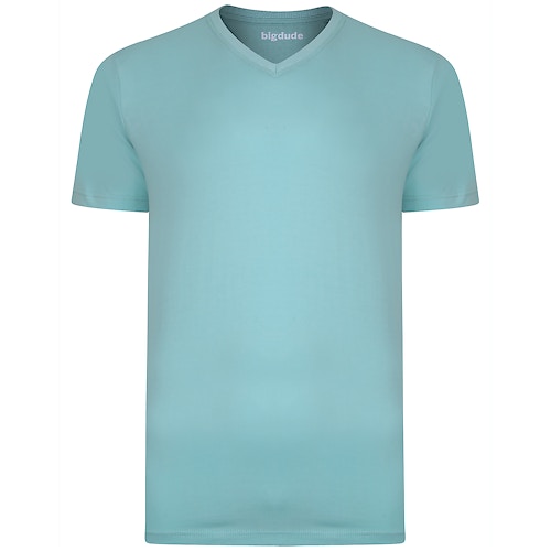 Bigdude Plain V-Neck T-Shirt Turquoise
