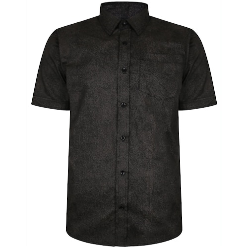 Bigdude Short Sleeve Cotton Woven Shirt Black/Brown