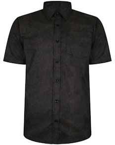 Bigdude Short Sleeve Cotton Woven Shirt Black/Brown Tall