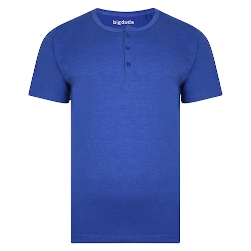 Bigdude T-Shirt mit Knopfleiste Königsblau 