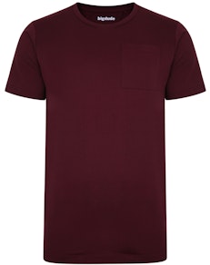 Bigdude Plain Crew Neck T-Shirt With Pocket Burgundy Tall
