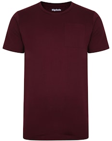 Bigdude Plain Crew Neck T-Shirt With Pocket Burgundy Tall