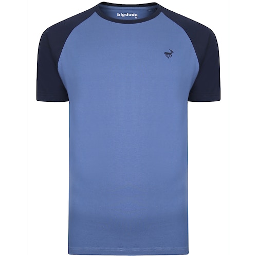 Bigdude Contrast Raglan Sleeve T-Shirt Blue/Navy