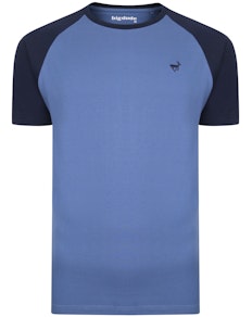 Bigdude Kontrast Raglan T-Shirt Blau/Marineblau Tall Fit 
