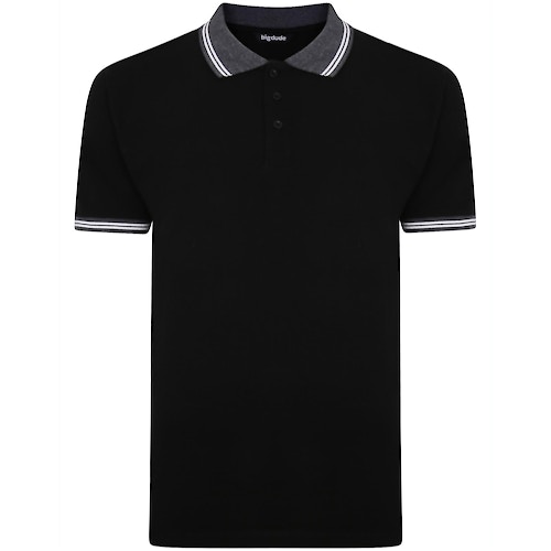 Bigdude Contrast Tipped Polo Shirt Black
