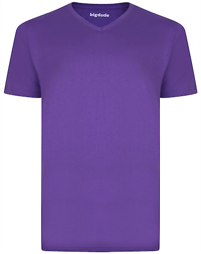 Bigdude Plain V-Neck T-Shirt Purple Tall