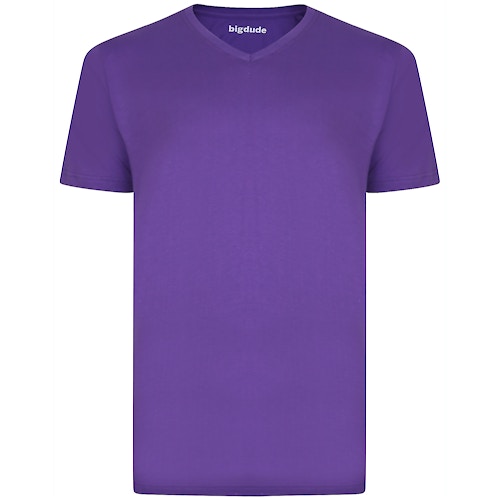 Bigdude Plain V-Neck T-Shirt Purple Tall