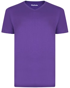 Bigdude Plain V-Neck T-Shirt Purple