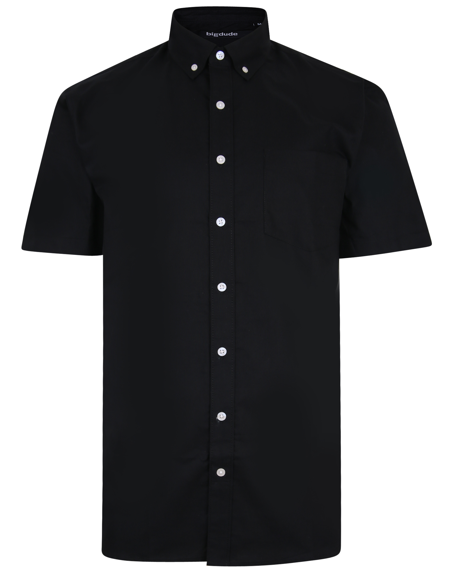 Bigdude Oxford Short Sleeve Shirt Black Tall | BigDude