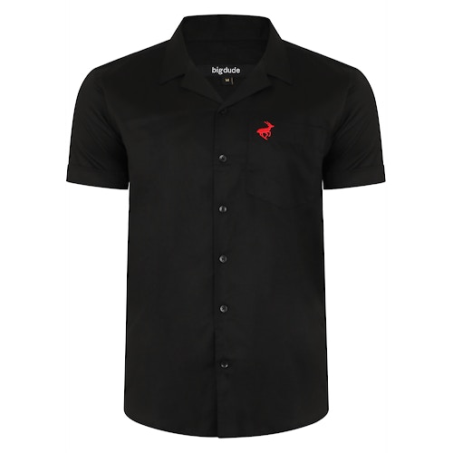 Bigdude Relaxed Collar Short Sleeve Shirt Black