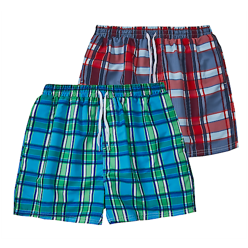 Check Swim Shorts Twin Pack Red/Blue