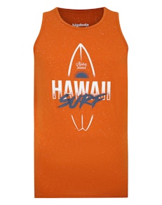 Bigdude Hawaii Print Vest Burnt Orange