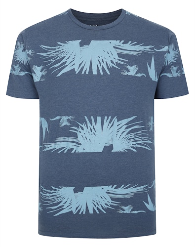 Bigdude Palm Trees Print T-Shirt Denim Tall
