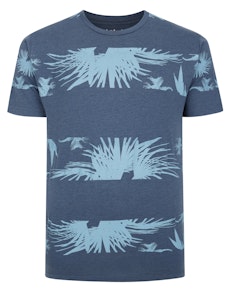 Bigdude – T-Shirt mit Palmen-Print, Denim, groß