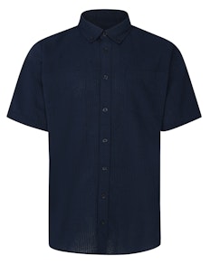 Bigdude Easy Iron Seersucker Shirt Navy