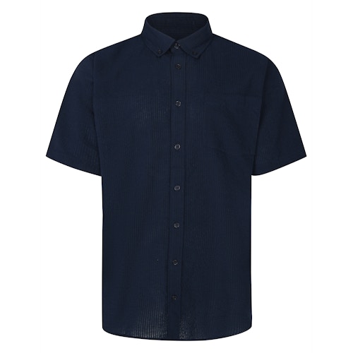 Bigdude Easy Iron Seersucker Shirt Navy