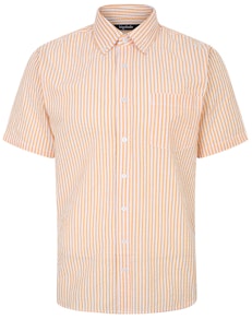 Kurzärmliges Seersucker-Hemd von Bigdude, Orange/Weiß, groß