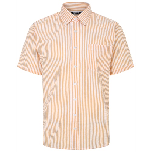 Bigdude Short Sleeve Seersucker Shirt Orange/White Tall