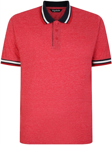 Bigdude Two Tone Contrast Polo Shirt Red Tall