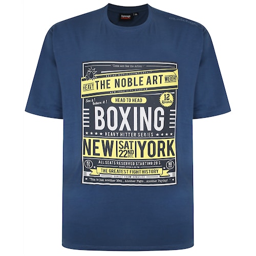 Espionage Boxing Print T-Shirt Jeansblau