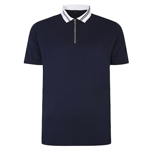 Bigdude Jersey-Poloshirt mit Reißverschluss Marineblau