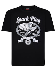Espionage Spark Plug Print T-Shirt Black