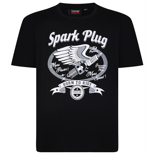 Espionage Spark Plug Print T-Shirt Black