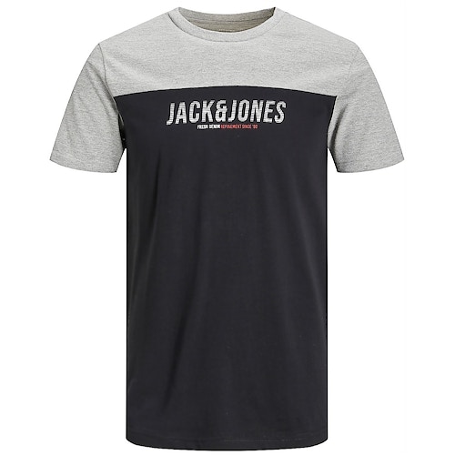 Jack & Jones Farbblock-T-Shirt Schwarz