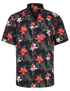 Bigdude Viscose Relaxed Collar Floral Shirt Navy