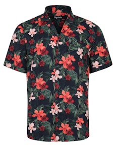 Bigdude Viscose Relaxed Collar Floral Shirt Navy