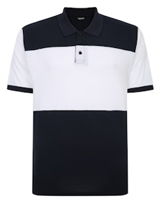Bigdude – Poloshirt mit Farbblockdesign, Marineblau/Weiß, Tall