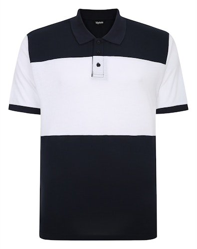 Bigdude Colour Block Polo Shirt Navy/White Tall