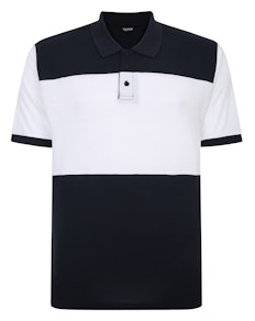 Bigdude – Poloshirt mit Farbblockdesign, Marineblau/Weiß, Tall