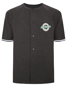 Bigdude – Besticktes Baseball-T-Shirt, Anthrazit, Größe XL