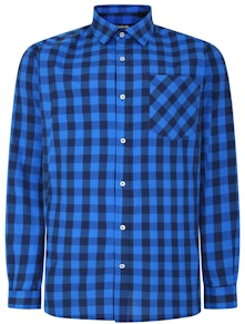Bigdude Gingham Long Sleeve Shirt Blue Tall