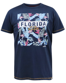 D555 Prestwick Florida T-Shirt mit Blumenmuster Marineblau