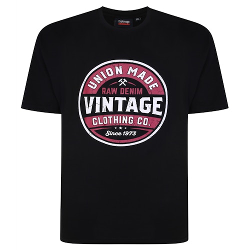 Spionage Vintage Print T-Shirt Schwarz