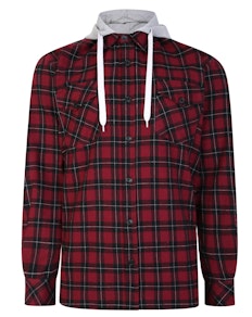 Bigdude Checked Flannel Shirt with Hood Cherry/Black