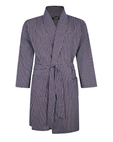 Bigdude Woven Check Dressing Gown Navy