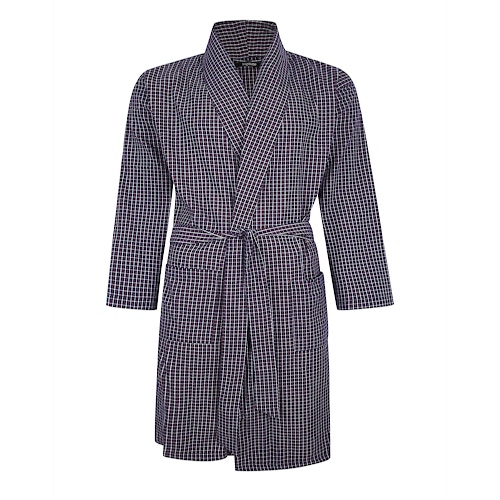 Bigdude Woven Check Dressing Gown Navy
