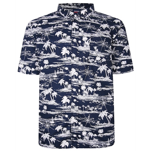 Espionage Palm Print Shirt Navy