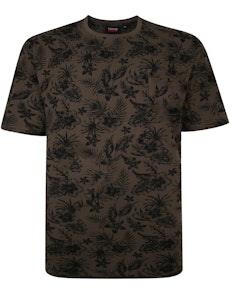 Espionage Hibiskus Print T-Shirt Khaki