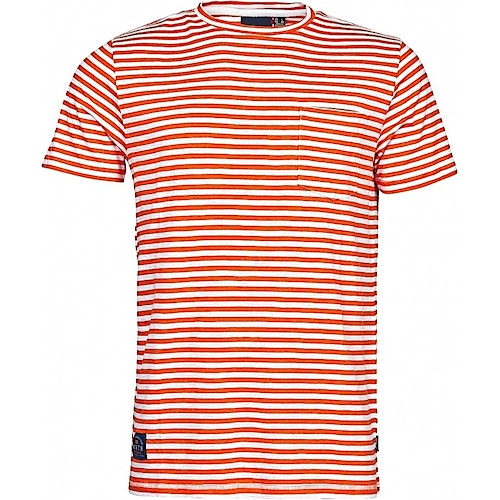 Replika Striped With Pocket T-Shirt Orange